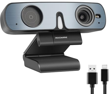 ROCWARE RC28 Webcam per insegnamento online, voce chiara, 1080p60fps