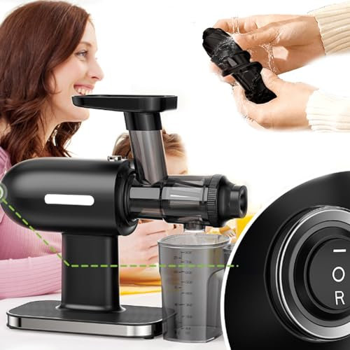 emobwdy Slow Juicer | 150w Cold Press Juicer Machines With Reverse Function | Slow Masticating Juicer With Quiet Motor/Brush | High Juice Yield, Easy Clean,Black