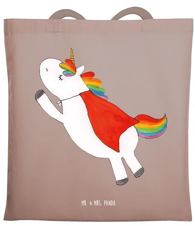 Mr. & Mrs. Panda Schultasche Einhorn Super - Geschenk, Unicorn, Strandtasche, Henkeltasche, Canvas Tasche, Held, Superheld, Freundin, Tote Bag, Shopper, Einhörner