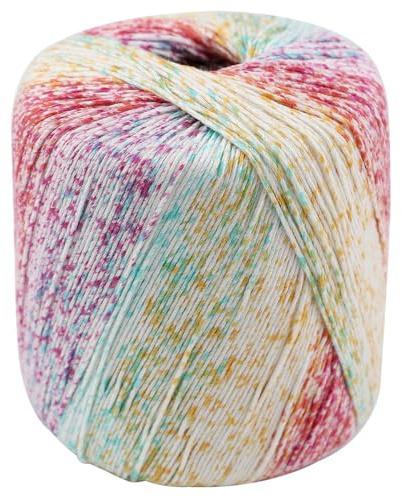 LNQ LUNIQI 60g Strickgarn Baumwolle, Häkelgarn Baumwolle, Gradient Mehrfarbiges Häkelgarn dünn Yarn Farbverlaufsgarn für Handstrick Pullover Hüte