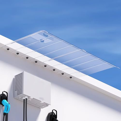 Balkon Vordach Überdachung,Vordach für Haustür,Pultvordach Wetterschutz,Haustürvordach,Sonnenschutz Regenschutz,Polycarbonat Haustürdach 3,5mm Dick,für Fenster Draußen Haus Garage(40x510cm/15.7x200.7i