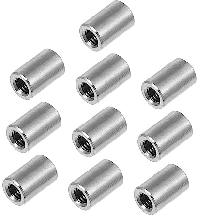 Écrous de Connexion Ronds M6 10 Pièces en Acier Inoxydable | Argenté, Forme Ronde, Usage Bateau et Industrie, Résistance à Rouille, Légers