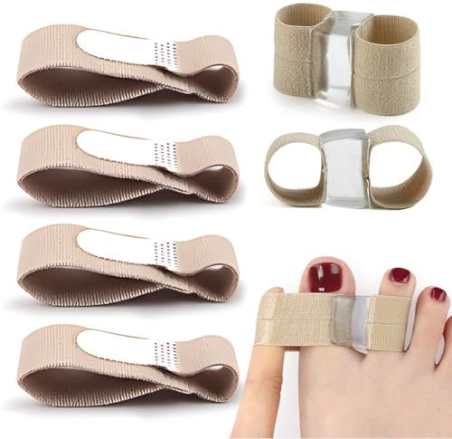 Pack 4 cintas para dedos de dedos con 2 Almohadilla para el Dedo Gordo, vendas acolchadas de tela para dedos de los pies, protectores de dedos para articulaciones de dedos dislocadas