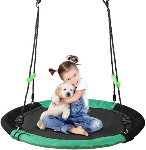 TBMLC 4FT Diameter Round Saucer Swing/Tree Swing with Armrest Stick