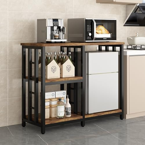 Scaffale per panettiere a 4 ripiani per cucine con contenitore, mini supporto per frigorifero, tavolo per forno a microonde, mobile da bar, supporti per acquario, ripiani regolabili autoportanti per