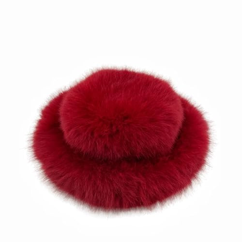 WUODHTW Fuzzy-Mütze für Damen, Winter, warm, Plüsch-Kunstfell, Fischermütze, mongolische Skimütze, Panamahut, flauschiger Uschanka-Hut