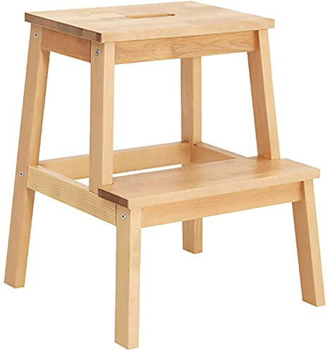 ABNNHK Taburete Plegable con escalones, Taburete pequeño para pies, Escalera de Madera, Estante para escaleras, Escalera de Tijera, Banco de Seguridad multifunción ensanchado de Roble, co