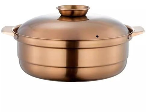 FLEXMAN Bronze Nonstick Stock Pot, Universal Large Capacity Stainless Steel Family Hot Pot, Multifunctional Stockpot for Gas Stove Electric Cooktop Induction Burner (10.23in)