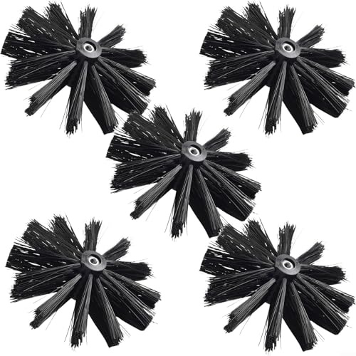 5 Pack Furnace Cleaning Brush, 6 Inch Nylon Chimney Brush, M8 Thread Dryer Vent Cleaner Brush Lint Remover Easy Cleaning Dryer Duct, Chimney Pipes Fireplace Brush