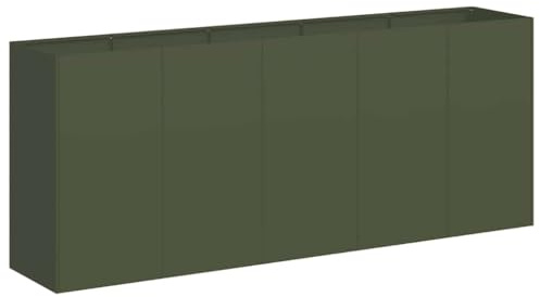 vidaXL Jardinera de Acero Laminado en frío Verde Oliva 200x40x80 cm, macetero, Soporte para Plantas, lecho Elevado, Soporte para jardineras