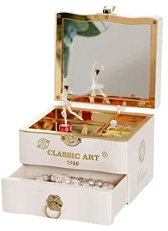 IWENZHKPA Spieluhr Handwerk Schmuckkollektion Spieluhr Mit Drehender Und Tanzender Spieluhr Für Geburtstag Weihnachten Spieluhr Dekoration(White)