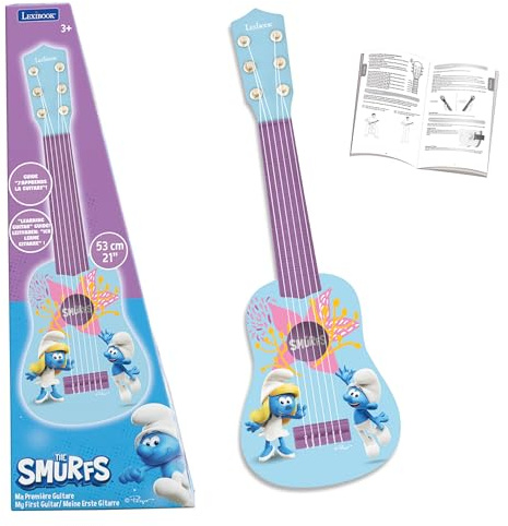 Lexibook, I Puffi, La mia prima chitarra per bambini, 6 corde in nylon, 53 cm, Guida inclusa, blu, K200SF