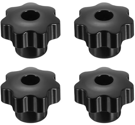 QUARKZMAN 4 Stück Sterngriffmutter M10 Flügelmutter Messing Schraubgewinde | Rändelschraube 40mm 7-Stern Knöpfe, Durchgangsloch Handknopf Klemmmutter Spanngriffe, Für Anlagen Maschinen Möbel, Messing