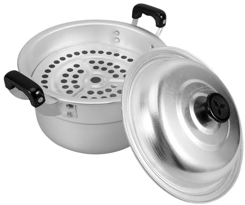 LOPUNER Pentola Alluminio Multifunzione Con Coperchio e Piastra Per Vapore Per Zuppe Pasta e Cottura Al Vapore Resistente e Pratica Per Cucina Casalinga