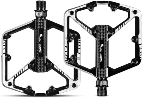 PRMHOOT Fahrradpedale rutschfest, Flat Pedale MTB, 9/16 Zoll Spindel, Aluminium Fahrradplattform Fahrrad Pedale für Rennrad, MTB, E-Bike