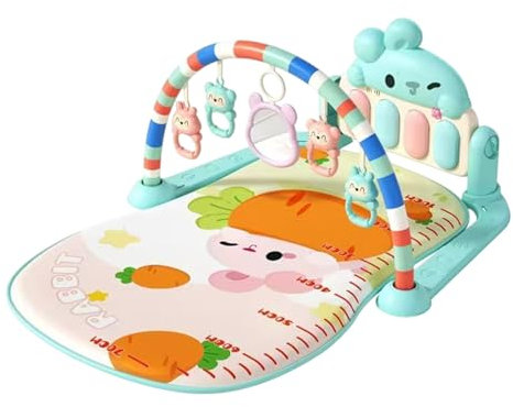 Missmisq Gimnasio Piano Bebe, Gimansio De Actividades Musical para Bebés, Alfombra Gimnasio para Bebés con Piano, Tapete De Actividades con Música Y Luces, Manta De Juegos Plegable