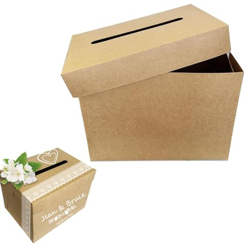 Neylokfen Hochzeit Kartenbox mit schlitz 30 x 22 x 22 cm Abnehmbarer Deckel Geschenkkartenbox Hochzeitsbox Geldbox für Hochzeit Geburtstage Babypartys (khaki)