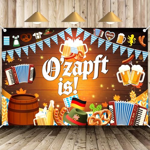 Oktoberfest Banner, 180 x 110 cm Oktoberfest Deko Hintergrund Banner | Extra Bayerische Große Deko Party für Wanddekoration Familientreffen oktoberfest Restaurants Party Verwenden