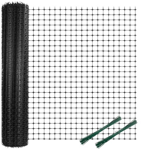 1m x 50m Garden Fence Barrier with 100 Fixed Straps, Reusable Plastic Mesh Fencing Roll for Dogs, Chickens, Rabbits, and Vegetables, Temporary Safety Yard Fencing (1mx50m)