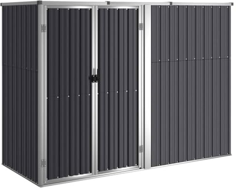ACAGALA Metall Gerätehaus Geräteschuppen Gartenhaus 225 x 89 x 161 cm, Gartenschrank Wetterfester Metallschuppen mit Doppeltüren, Ideal für Gartenwerkzeug & Fahrräder - Verzinkter Stahl, Anthrazit