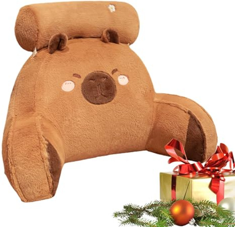 Capybara Lesekissen für Bett, Capybara Plüschkissen mit Nacken-Armstütze, Capybaras Plüsch-Lesekissen, Rückenlehne, Bettpositionierungskissen für Schlafzimmer, Wohnzimmer, Couch, Autositz, Büro