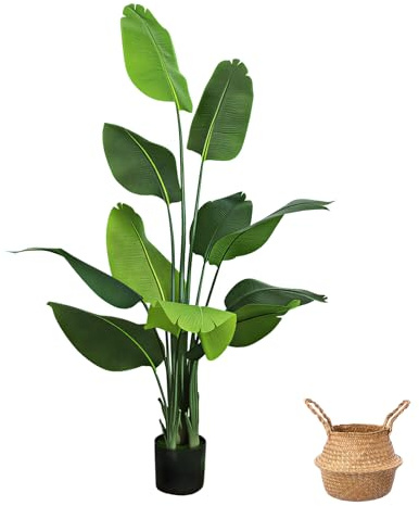 SEHAUSEU Planta Artificial de pájaro del paraíso de 170 cm, Palmera Tropical Artificial con 11 Hojas, Plantas Artificiales en Maceta para Interior, Exterior, hogar, salón, Oficina, jardín, decoración