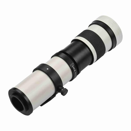 Aumotop Supertelezoomobjektiv Manuellt Fokus 420-800 Mm F/8.3-16 T2-monterat Kameraobjektiv för G9 GH5 II GX7, Multibeläggning Telezoomobjektiv för Utomhusfotografering (Vit)