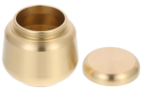 MAGICLULU Urna Pequeña de Cobre para Cenizas Humanas, Caja Cineraria Redonda Sellada, Recipiente Conmemorativo Multiusos para Almacenamiento Doméstico, Urna Mini para Recuerdo Funerario