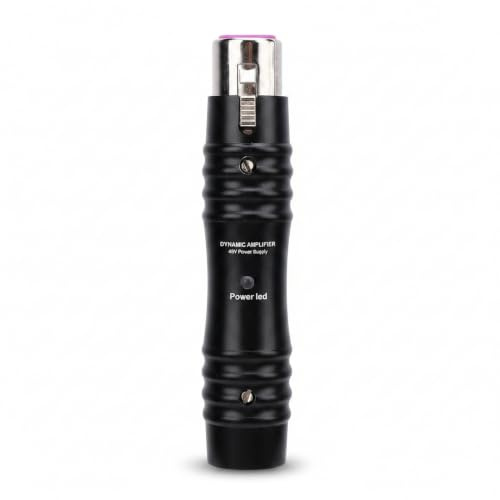 Preamplificador de micrófono dinámico ZenithAur con aumento de ganancia de +28 dB y potencia de 48 V, un preamplificador de micrófono XLR con reducción de ruido para mezcladores y (Negra)