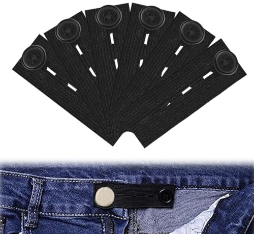 CATZUM Estensore regolabile, 6 pezzi, Bottoni di Denim, Estensioni Elastiche, Allarga e Stringi i Pantaloni in Pochi Secondi Senza Cucire, per Jeans, Premaman, Tuta e Vestito Donna (8,5 x 2,5 cm)