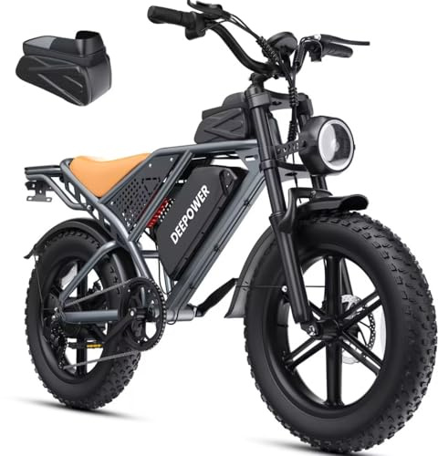 DEEPOWER S7 Elektrofahrrad, 20'' X 4,0 Fatbike Mit Abnehmbarem 48V 60Ah/35Ah/20Ah Akku, Reichweite 110–250Km, 7 Gänge, E-Bike, Elektro-Mountainbike (Klassisch Schwarz)