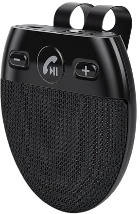 Annadue Kit Vivavoce Bluetooth per Auto, Kit Vivavoce Wireless per Auto con Clip per Visiera, Microfono con Cancellazione del Rumore e Comando Vocale, Accensione Automatica, Conne