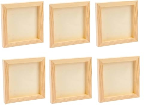 Tablas de Madera para Pintar Paneles de madera cuadrados sin terminar, 20x20cm/8x8 , lienzo en blanco, paneles pintura acunados for manualidades(6Pcs)