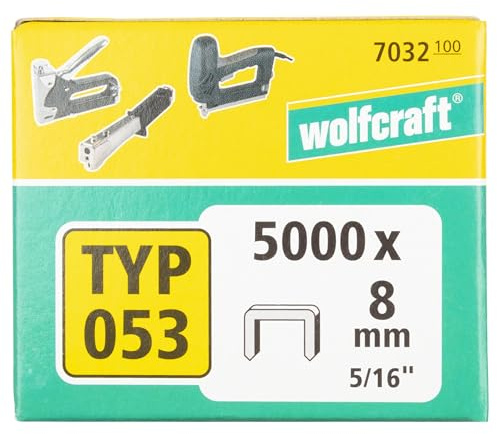 wolfcraft 7032100 Breitrückenklammern Typ 053, extra harter Stahl, 8mm, 5000 stück