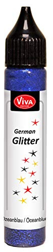 Viva Decor®️ German Glitter (Ozeanblau, 28 ml) Glitter Glue - farbige Glitzer Stifte in transparenter Effekt Paste - Bastel Glitzer Stift - window color glitter pen - Glitzerstifte Kinder