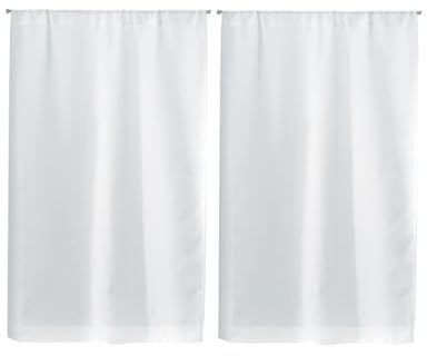 Linder 0323/10/415 - Coppia di Tende a Vetro dritte in stamigna con Passante per astine, Colore: Bianco 70X120