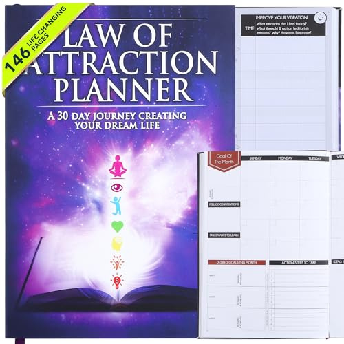 Law of Attraction – Eine 30-tägige Reise zur Verwirklichung Ihres Traumlebens – Persönliches Dankbarkeitstagebuch, Wochenerfolgsplaner und Aufkleber – Undatierter Planer
