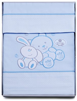 PEKITAS Juego De 3 Piezas De Sábanas Finas para Coche/Capazo/Carrito 40X80 CM 100% Algodón Hecho EN Portugal(Funda Almohada + Sabana + Bajera con Goma, Friends Azul)