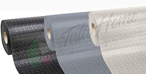 Pavimento Tappeto in PVC Gommato Rivestimento Linoleum Antiscivolo Flessibile e Resistente Disegno BollatoLarghezza 100 cm Lunghezza 700 cm Colore Grigio Scuro