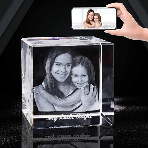 weiyou Personalized Custom 2D/3D Holographic Photo Etched Engraved INSIDE The Crystal with Your Own Picture,Best Memorable Gift for Father?S Day, Wedding, Birthday, Graduation (6 x 6 x 6 cm,2D Image)