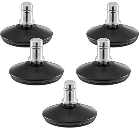 kwmobile 5 Piedini Fissi Sedia Girevole Ufficio - Perno Ø10x22mm Zoccolo Ø50x15mm Piedi Sostituzione Ruote Sedie Poltrona Scrivania Mobili - Nero