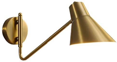 Wandleuchte mit Verstellbarem Schwenkarm Schlafzimmer Nachttisch-Wandlampe Wohnzimmer Wand-Leselampe Flexible Einstellbarer Schirm aus Metall Innen Industrielampe Wandspot E27 Wandbeleuchtung,Gold