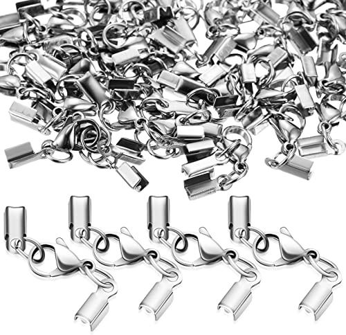 EXCEART 40 Pcs Lobster Claw Clasps Stainless Steel Jewelry Connectors for Necklace Bracelet DIY Craft Making Durable Swivel Clips