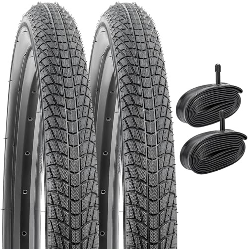 YunSCM 2Pcs Faltbarer 14 Zoll Reifen 14x1.75 Mantel 47-254 und 2Pcs 14Zoll Schlauch AV32mm Schrader Ventil kompatibel Rennräder, Citybikes 14x1.75 Fahrradreifen und Schlauch