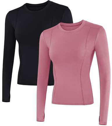 IECCP Magliette da allenamento senza cuciture per donna, a maniche lunghe, top yoga, maglietta sportiva da corsa, top atletico traspirante, vestibilità slim, S