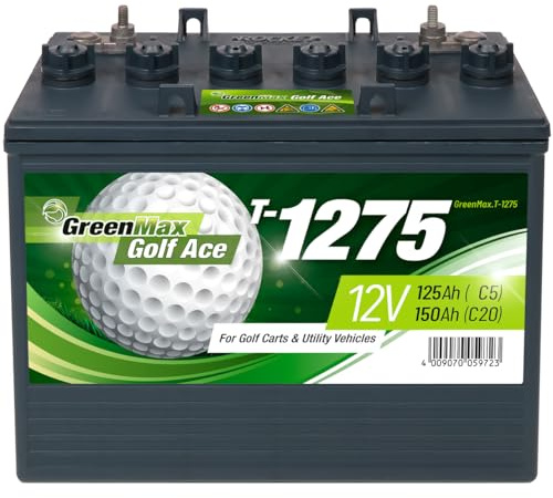 GreenMax Golf Ace T-1275 (12V 150Ah) - Hochleistungs-Blei-Säure-Batterie für Golfcarts und Elektrofahrzeuge - Zuverlässig, Langlebig, Effizient, 99% Recycelbar
