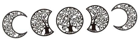 Cabilock Mondphasen Wandornament Aus Holz Böhmischen Stil Für Schlafzimmer Frei Kombinierbares Design Geeignet Für Glatten Oberflächen