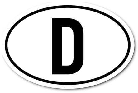 Aufkleber: 175x115 mm, 1 Stück - Länderkennzeichen - D - Deutschland - (schwarz/weiß) - vorgeschriebene Größe für KFZ nach DIN