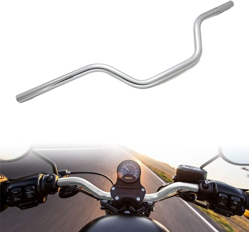 7/8 22mm motorcycle Mid Handlebars, Motorcycle Handlebar Handle Bars Universal for All Motorcycle which the clamp 7/8 22mm-Silver