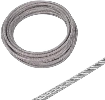 Mcoser 20M Stainless Steel Plastic-Coated Wire Rope, 1.5MM Diameter, Silver, WIRE Rope, MCK0142-20M-1.5MM, For Outdoor, Garden, Climbing Plants & Industrial Use
